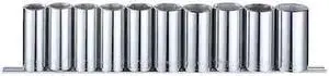 WESTWARD 53PN68 1/2" Drive Socket Set, Metric, 10pcs