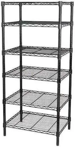 ZORO SELECT 32V408 Wire Shelving Unit, 18"D x 60"W x 63"H, 6 Shelves, Black