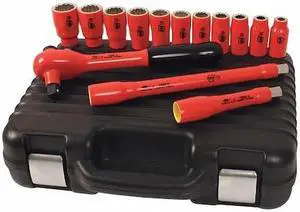 WIHA 31792 1/2" Drive Socket Set SAE 14 Pieces 3/8 in to 1 in , Chrome