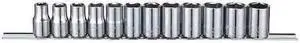 WESTWARD 53PN65 1/2" Drive Socket Set, Metric, 12pcs