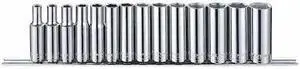 WESTWARD 53PN47 3/8" Drive Socket Set, Metric, 14pcs