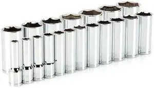 TEKTON SHD92013 1/2 Inch Drive Deep 6-Point Socket Set, 19-Piece (3/8 - 1-1/2