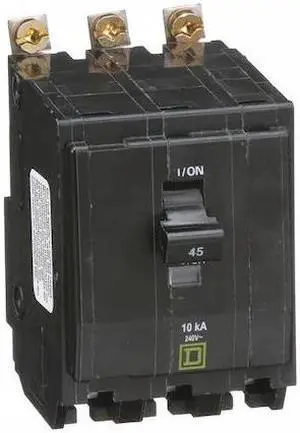 SQUARE D QOB345 Miniature Circuit Breaker, QO Series, 45A, 3 Pole, 120/240V AC,