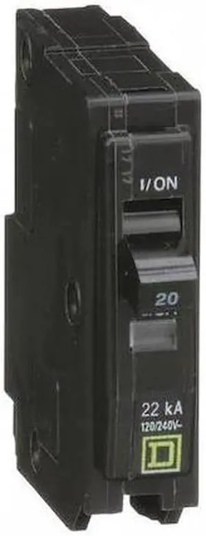 SQUARE D QO120VH Miniature Circuit Breaker, QO Series, 20A, 1 Pole, 120/240V