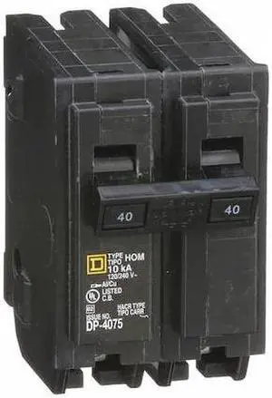 SQUARE D HOM240 40 A Plug In Standard Miniature Circuit Breaker , 120/240V AC