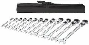 WESTWARD 54DG28 Ratcheting Wrench Set,SAE,13 pcs.