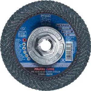 PFERD 67212 4-1/2" x 5/8-11 Thd. POLIFAN® Flap Disc - Z SGP CURVE STEELOX,