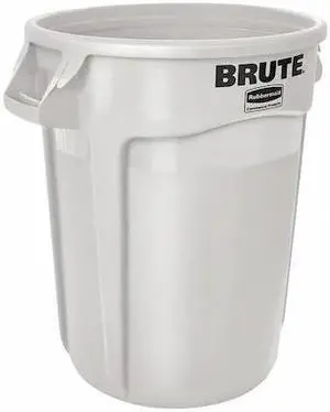 RUBBERMAID FG263200WHT 32 gal. Polyethylene Round Trash Can, White