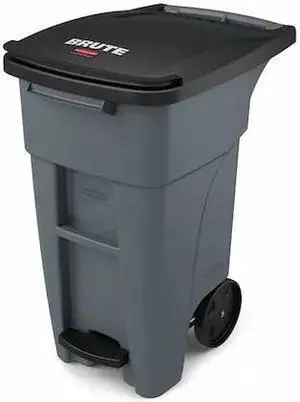 RUBBERMAID 1971944 32 gal. HDPE Rectangular Trash Can , Gray