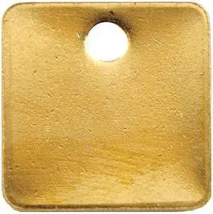 ZORO SELECT 41452 Blank Tag, Brass, 1 1/2 in H x 1 1/2 in W, Yellow, Square,