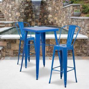 FLASH FURNITURE 4-CH-31320-30GB-BL-GG Blue Metal Indoor-Outdoor Barstool with