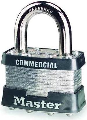 MASTER LOCK 1DCOM Padlock, Keyed Different, Standard Shackle, Rectangular Steel