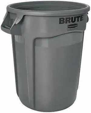 RUBBERMAID FG263200GRAY 32 gal. Polyethylene Round Trash Can, Gray
