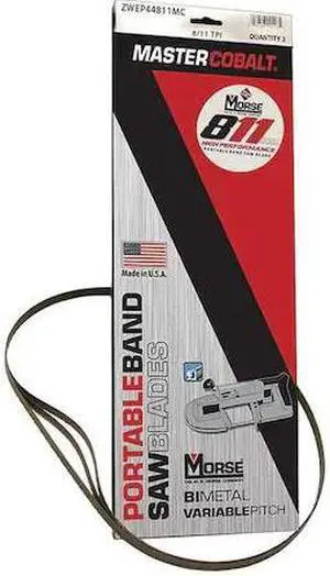MORSE ZWEP35811MC Portable Band Saw Blade,35-3/8in,PK3