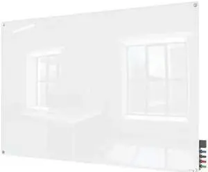GHENT HMYRM34WH Dry Erase Board, Glass, 36 in, 48 in, No Frame Frame, White,