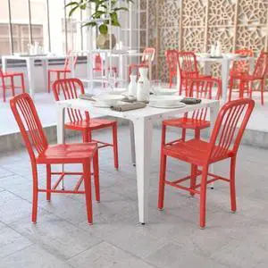 FLASH FURNITURE 2-CH-61200-18-RED-GG Red Metal Indoor-Outdoor Chair