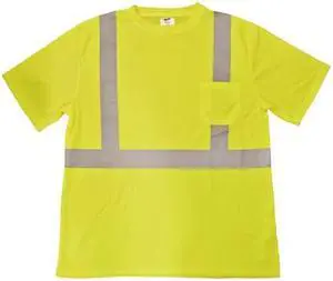 AZUSA SAFETY STG2 Hi-Vis ANSI Type R, Class 2 Short Sleeve T-Shirt w/ 2"