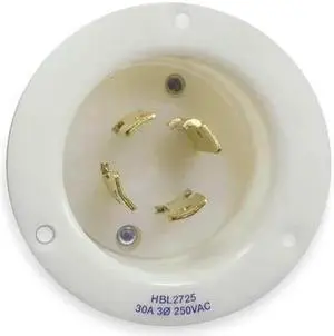Hubbell Wiring Device-Kellems Flanged Inlet,250V,30A,L15-30P,3P,4W,3PH  HBL2725