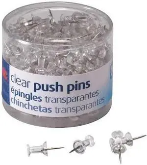 OFFICEMATE 35711 Push Pins,1/2in,Clear,PK1200
