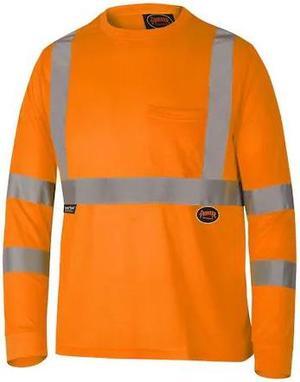 PIONEER V1054250U-3XL Long Sleeve Bird Eye Shirt,Orange,3XL