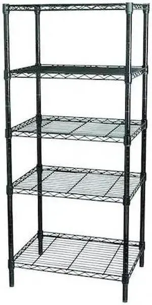 ZORO SELECT 5GPL3 Wire Shelving Unit, 18"D x 48"W x 74"H, 5 Shelves, Black