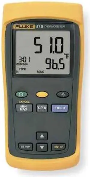 FLUKE FLUKE 51-2B Thermocouple Thermometer,1 In,K, J, T, E