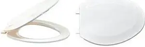 ZORO SELECT 65903 Toilet Seat With Cover, Self-Sustaining Hinge, Elongated,