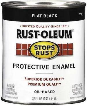 RUST-OLEUM 7776502 Interior/Exterior Paint, Flat, Black, 1 qt