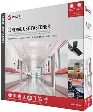 VELCRO BRAND 31302 Reclosable Fastener, Acrylic Adhesive, 75 ft, 1 in Wd, White