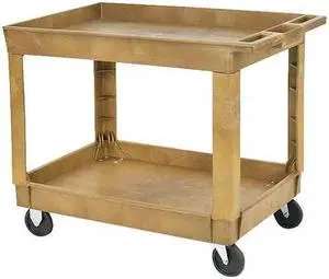 ZORO SELECT 5UTJ1 Polypropylene Utility Cart with Deep Lipped Plastic Shelves,