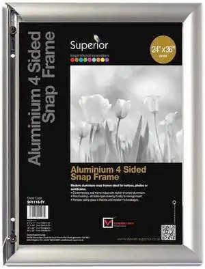SECO SN2436NEW Poster Snap Frame, 24" x 36", Silver