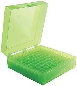 HEATHROW SCIENTIFIC 120202 Tube Storage Box,Green,100 Well,PK5