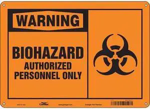 CONDOR 447X47 Biohazard Sign, 10 in H, 14 in W, Polyethylene, Horizontal