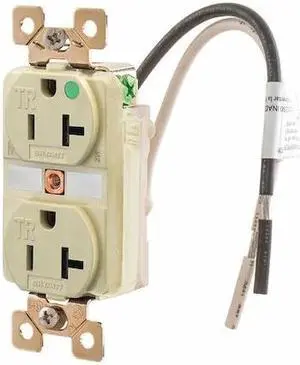 BRYANT BRY8300ITR Receptacle,2 Poles,3 Wires,Ivory,1.0 HP
