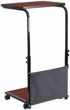 Mobile Sit-Down, Stand-Up Mahogany Computer Ergonomic Desk with Removable Pouch (Adjustable Range 27'' - 46.5'')