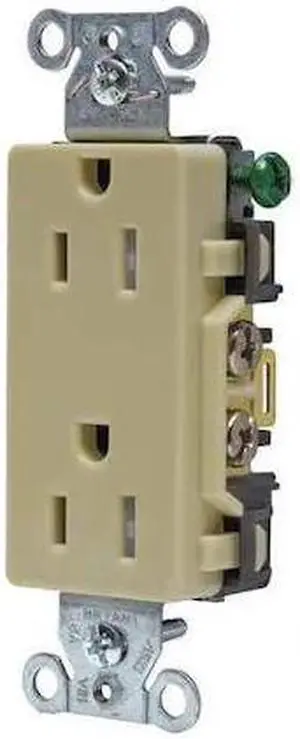 BRYANT DRS15ITR Straight Blade Receptacle, 5-15R, 15 A, 125V AC, 2 Pole, 3