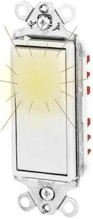 BRYANT 9903GLW Illuminated Wall Switch,White,3-Way Type