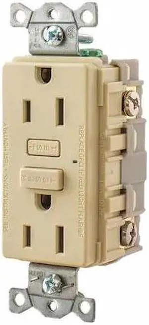 BRYANT GF15I GFCI Receptacle,Self-Testing,2 Poles