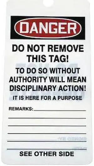 ZORO SELECT 43Z242 Danger Tag By The Roll, Machine and Operational, Cardstock,