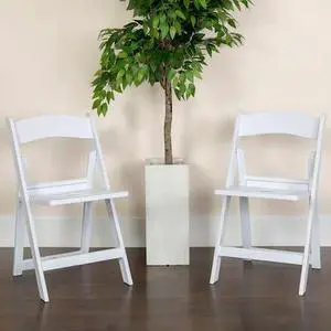 4 Pk. HERCULES Series 1000 lb. Capacity White Resin Folding Chair with Slatted Seat