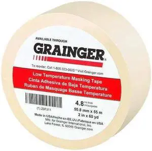 ZORO SELECT 20PJ11 Masking Tape, 2 in W x 60 yd L, 4.8 mil Thick, Tan, Rubber