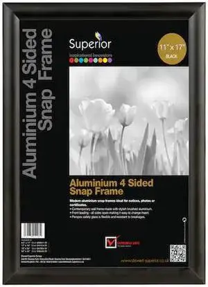 SECO SN1117BLACK Poster Snap Frame, 11" x 17", Black
