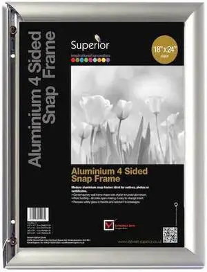 SECO SN1824NEW Poster Snap Frame, 18" x 24", Silver