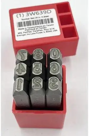 ZORO SELECT 3W639 Number Set,1/4 In. H,Steel