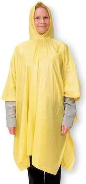 CONDOR 1EJY3 Rain Poncho with Hood, PVC Nylon, Yellow CONDOR 1EJY3 Rain Poncho with Hood, PVC Nylon, Yellow