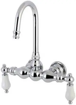 KINGSTON BRASS AE6T1 Wall-Mount Clawfoot Tub Faucet, Polished Chrome, Tub Wall