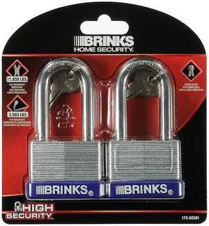 BRINKS 172-52291 Keyed Alike Padlock, Laminated Steel, 50mm, High Security 2PK BRINKS 172-52291 Keyed Alike Padlock, Laminated Steel, 50mm, High Security 2PK