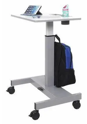 Luxor STUDENT-P Pneumatic Sit Stand Desk - 27.5 x 19.5 x 26.25 to 42 - White/Gray