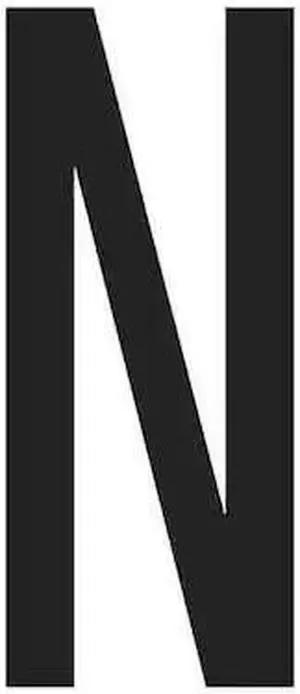 PARTNERS BRAND DL9310N Vinyl Warehouse Letter Labels, "N", 3 1/2", Black/White,