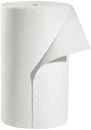 PIG MAT4107 Sorbent Pad, 40 gal, 32 in x 150 ft, Oil, White, Polypropylene